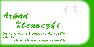 arpad klenoczki business card